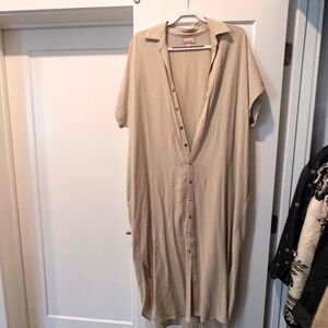 Show Me Your Mum | Buoy Button Down Dress - Taupe - Size S